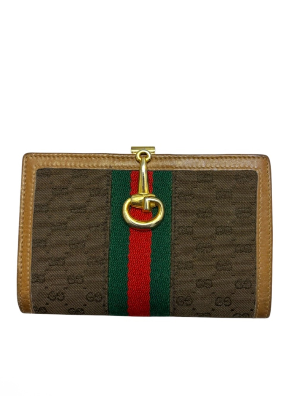 Gucci vintage micro GG web stripe canvas leather wallet